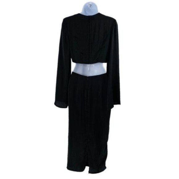 Petal & Pup NEW Sienna Satin Formal Black Midi Dress Matching Set Size L - Picture 7 of 11